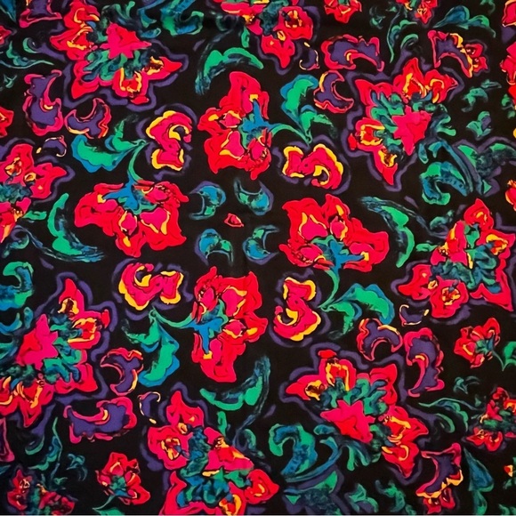 Vintage 80s Silk Scarf Large Square Dark Floral Diamond Border Jewel Tones - Picture 3 of 6